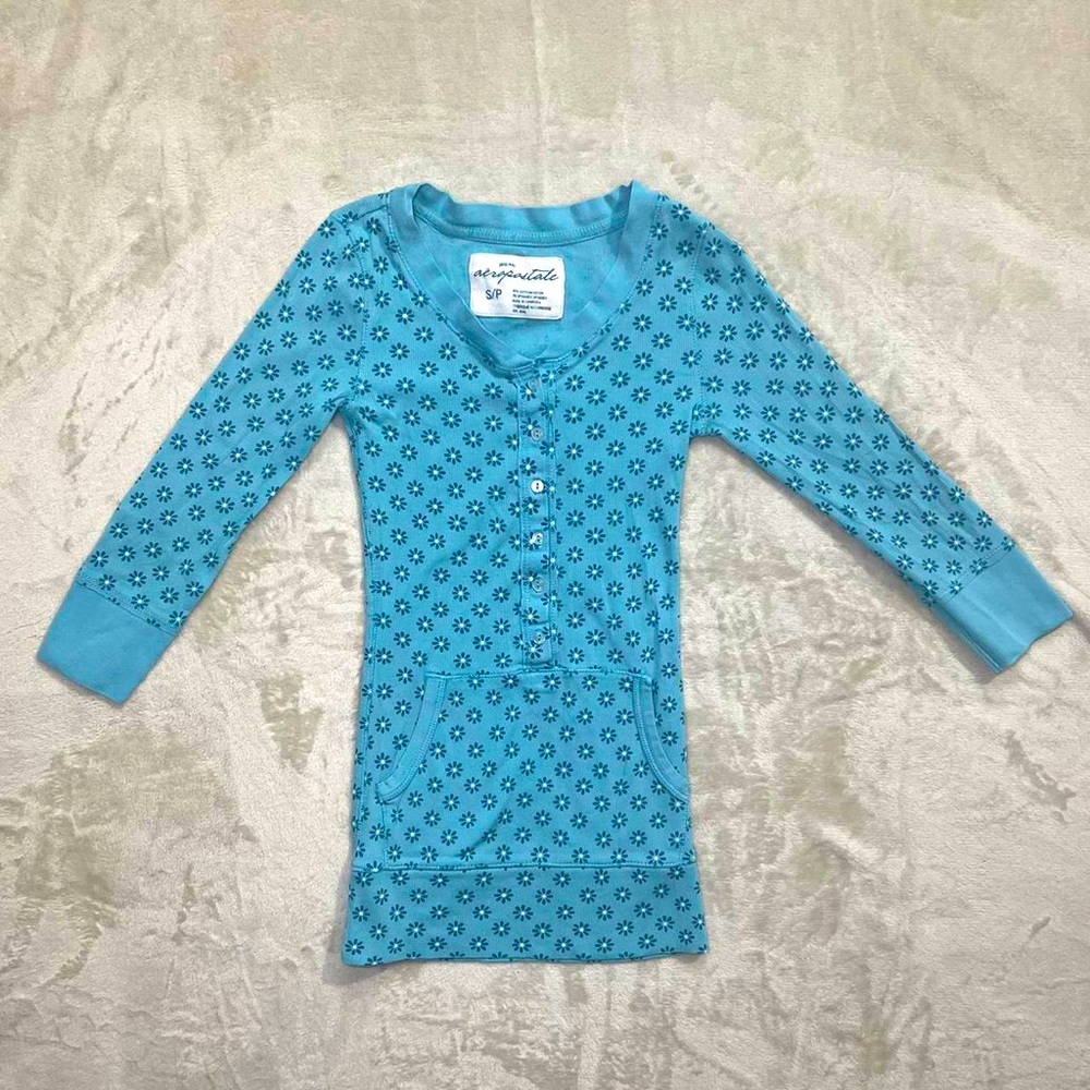 blue y2k Aeropostale henley top - Picture 1 of 7